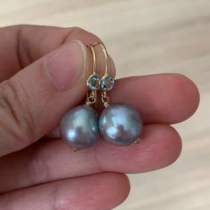 Silver Baroque Pearls on 14kGF Sky Blue Hooks