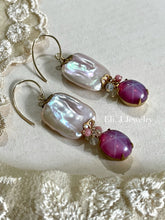Load image into Gallery viewer, Margaret: Vintage Star Spinel, Keshi Pearls, Gems Earrings
