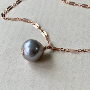 Silver Baroque Drop Pearl 14kRGF Necklace