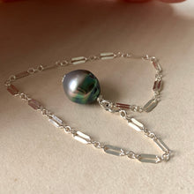 Load image into Gallery viewer, Silver-Peacock AA Tahitian Pearl 925 Silver Bracelet