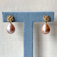 Load image into Gallery viewer, Peach Edison Pearl Drops on Bouquet of Flowers Studs