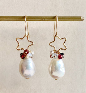 White Pearls & Gems on 14k Gold Filled Stars