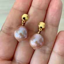 Load image into Gallery viewer, Pink Edison Pearls on Gold Studs