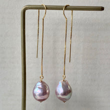 Load image into Gallery viewer, Lilac Pink Unicorn Edison Pearls 14kGF Threaders