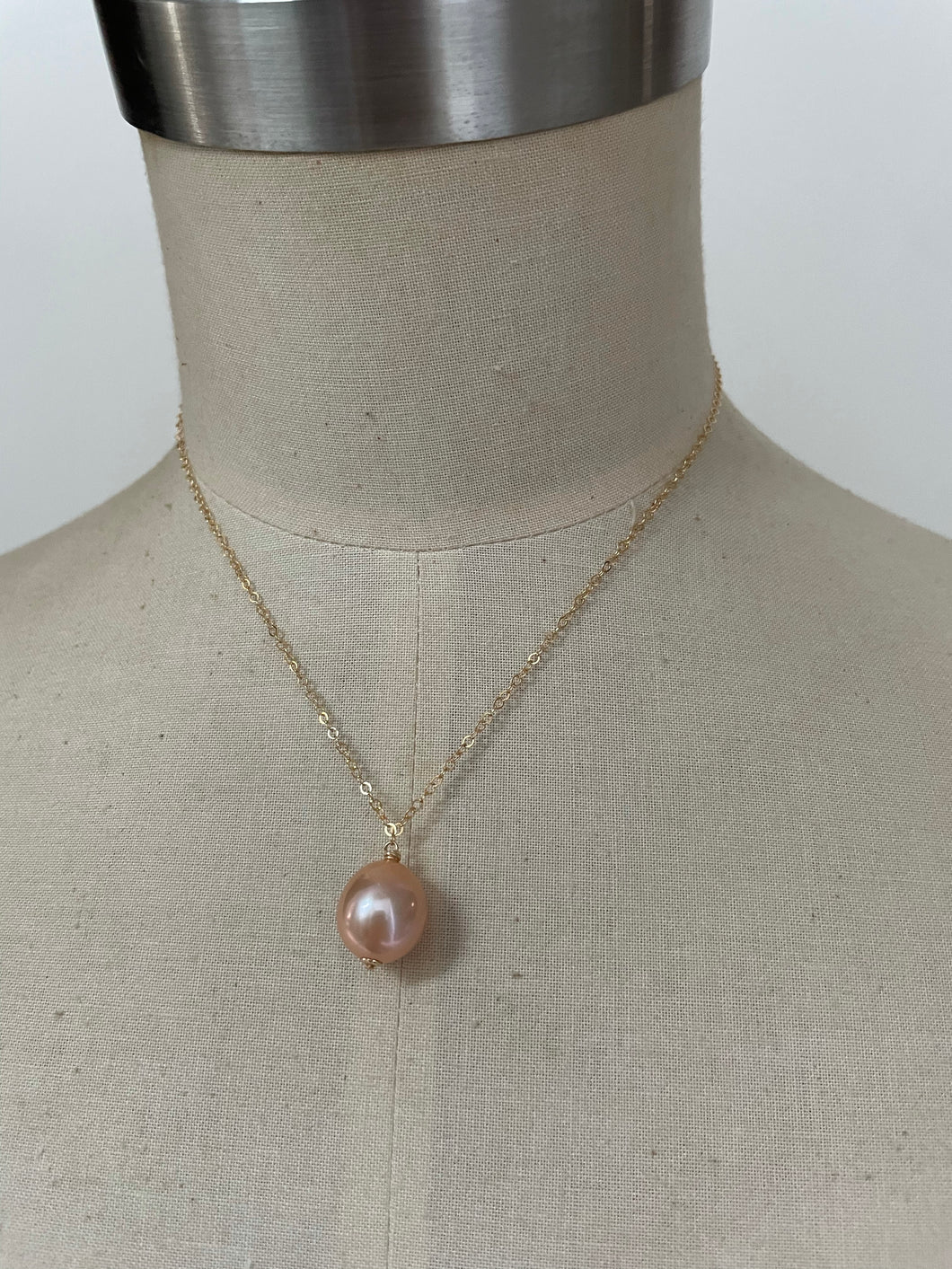 Plump Peach Edison Pearl 14kGF Necklace
