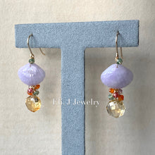 Load image into Gallery viewer, Eli. J Exclusive: Lavender Type A Jade, Citrine, Gems 14kGF Earrings