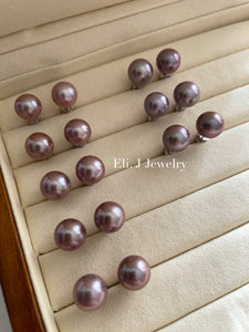11-11.5mm Top Quality Round Edison Pearl Studs in 925 Silver
