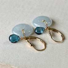Load image into Gallery viewer, Type A White Jade &amp; London Blue Topaz 14kGF