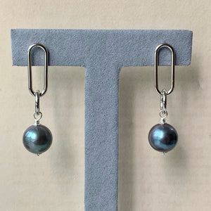 Peacock Pearls on Rhodium Plated Links
