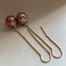 Load image into Gallery viewer, Rainbow Lustre AAA Edison Pearls 14kGF Threaders