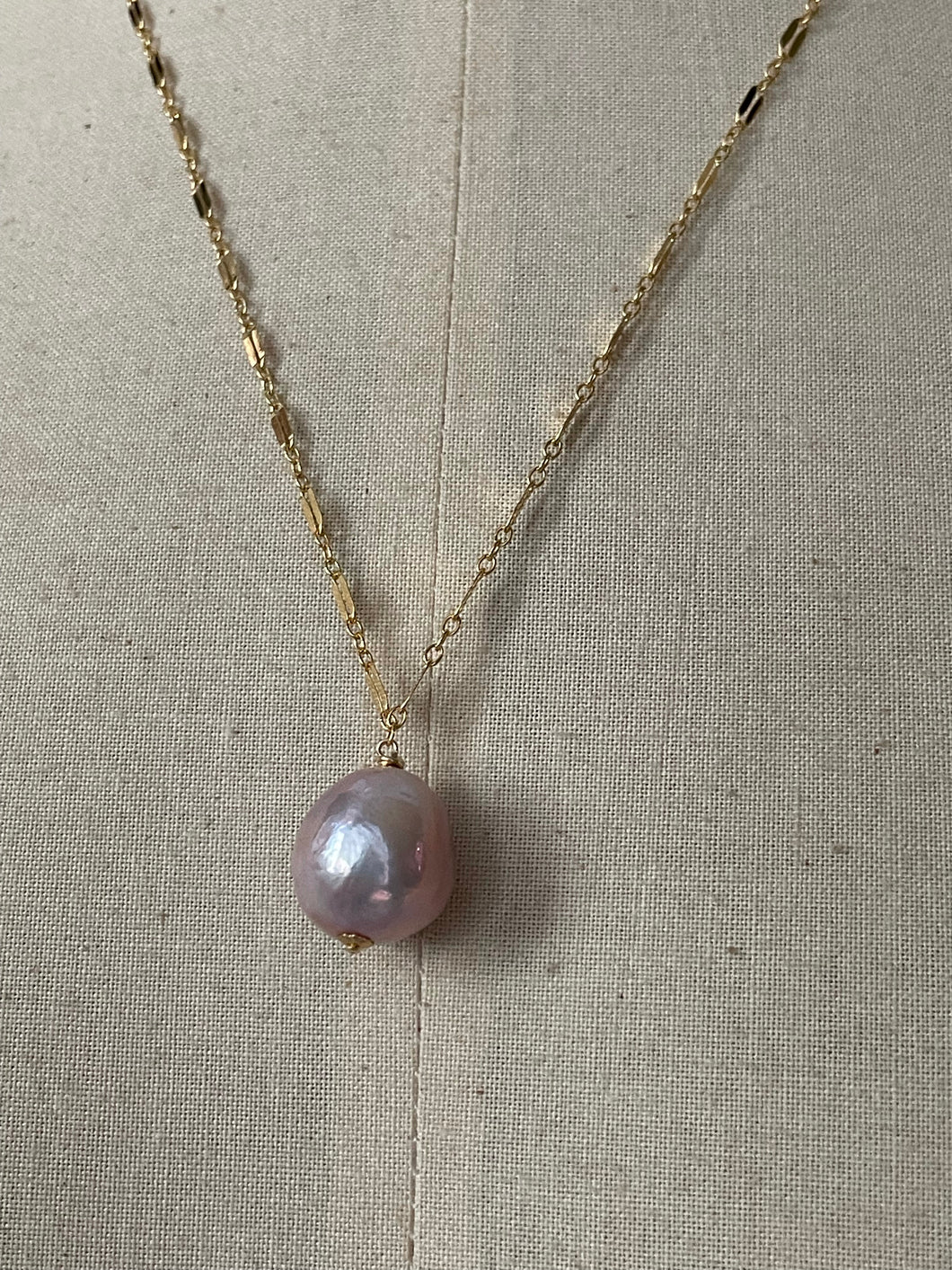 Plump Pink Edison Pearl 14kGF Necklace