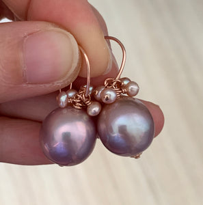 Lilac Pink Round Pearls & Blush Pearls 14k Rose Gold Filled