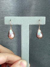 Load image into Gallery viewer, Purple-Pink Edison Drop Pearls 14kRGF Earrings