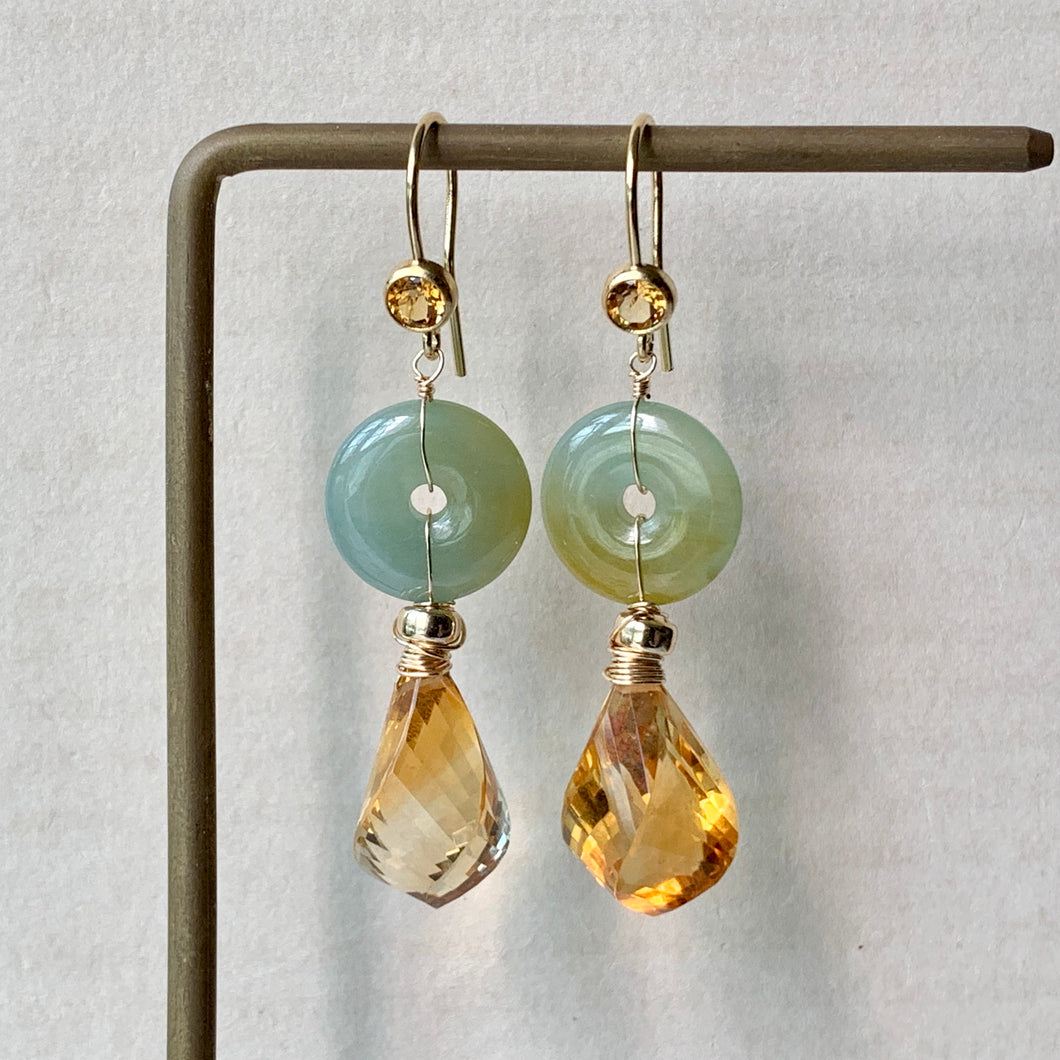 Petite Jade Donuts: Blue-Green-Yellow Type A Jade & Citrine