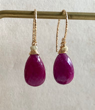 Load image into Gallery viewer, Ruby &amp; Raw Diamond 14k Gold Filled Earrings