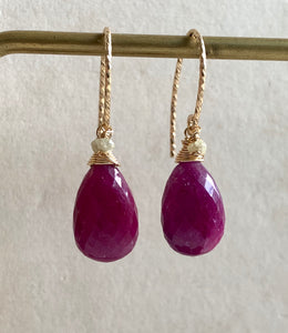 Ruby & Raw Diamond 14k Gold Filled Earrings