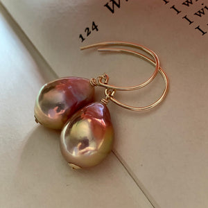 Rainbow Peach- Gold Lustre Edison Pearls on 14k Gold Filled