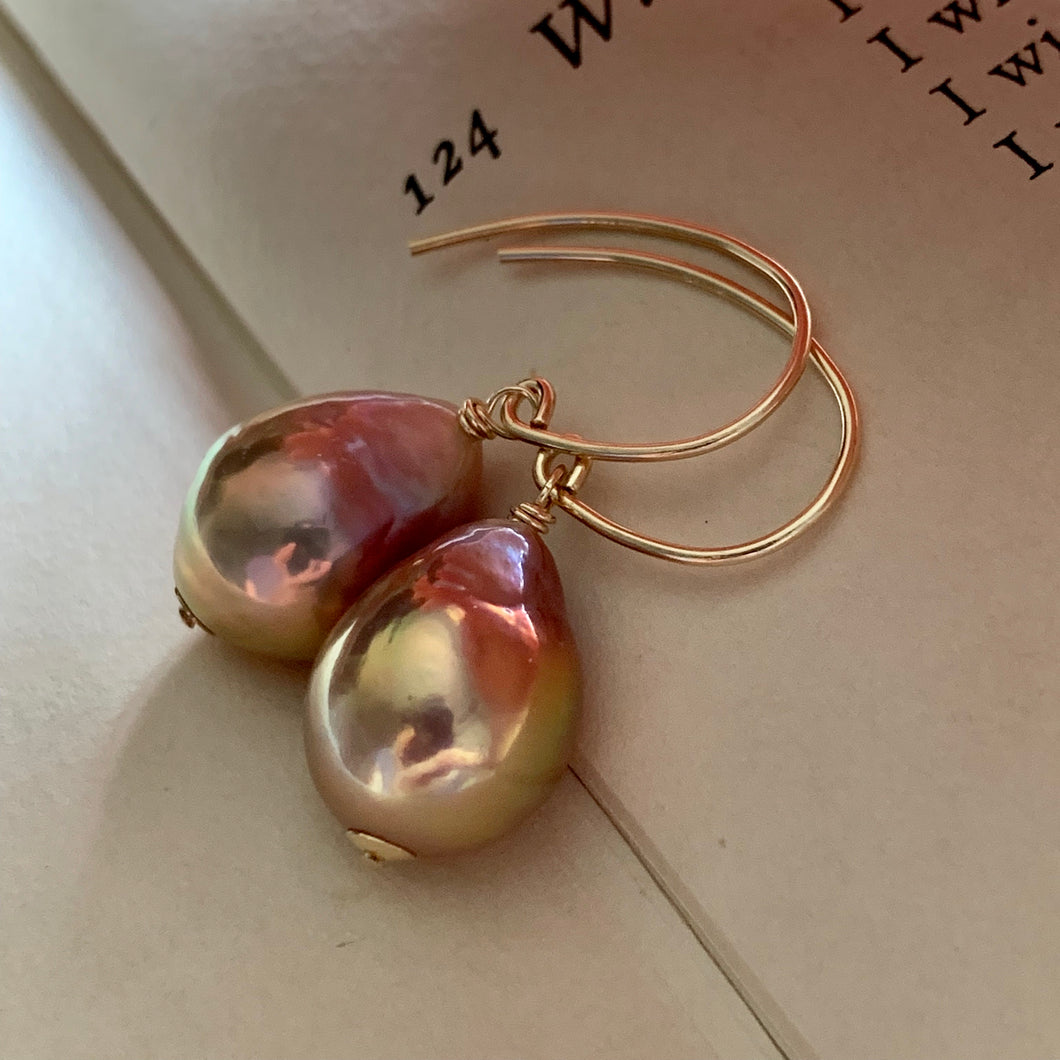 Rainbow Peach- Gold Lustre Edison Pearls on 14k Gold Filled