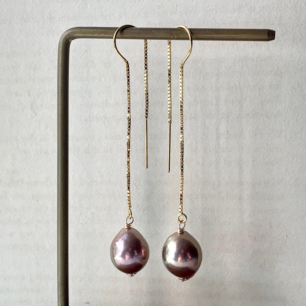 Gold Lustre AAA Edison Pearls on 14kGF Threaders