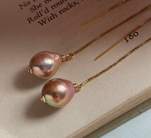 Load image into Gallery viewer, Unicorn Pink Edison Pearls on 14k GF Threaders