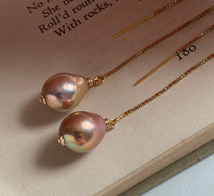 Unicorn Pink Edison Pearls on 14k GF Threaders