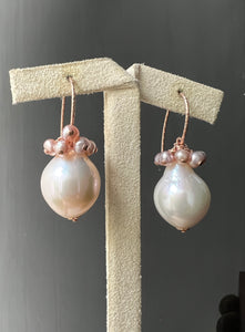 White Edison & Blush Pearls 14kRGF Earrings
