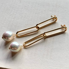 Load image into Gallery viewer, White Baroque (Small) Pearls on Big Link Studs