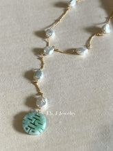 Load image into Gallery viewer, Eli. J Exclusive: 喜喜 Mint Green Jade, Keshi Pearls 14kGF Necklace