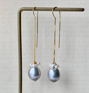 Silver Baroque Pearls, Gems 14kGF Threaders