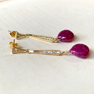 AAA Ruby Art Deco Inspired Earrings