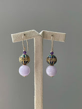 Load image into Gallery viewer, Lavender Jade Balls &amp; Cloisonne Lantern Earrings