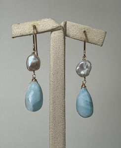 AAA Larimar & Keshi Pearls 14kGF Earrings
