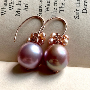 Lilac Pink Round Pearls & Blush Pearls 14k Rose Gold Filled