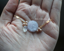 Load image into Gallery viewer, Exclusive: Peony Lavender Type A Jade, Pearls, Rainbow Moonstone 14kGF Necklace