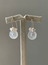 Load image into Gallery viewer, Petite Icy Jade Donuts, Rainbow Moonstone &amp; Pearls 14kGF Earrings