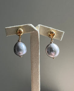 Silver Pearls Knot Stud Earrings