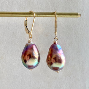 Rainbow Metallic Edison Pearls on 14k Gold Filled