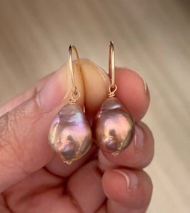 Rainbow Peach- Gold Lustre Edison Pearls on 14k Gold Filled