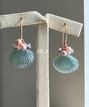 Load image into Gallery viewer, Moana: Jade Shells, Pink Gems 14kGF Earrings