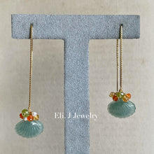 Load image into Gallery viewer, Eli. J Exclusive: Type A Jade Shells &amp; Citrus Gemstone Threader Earrings