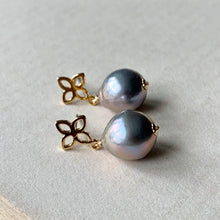 Load image into Gallery viewer, Silver Baroque Pearls on Fleur-de-lis Studs