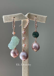Jade Pixiu Trio: Pink Pearls & Jade