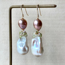 Load image into Gallery viewer, AAA Ivory Baroque Pearls, Pink-Champagne Edison Pearls &amp; Green Gemstones