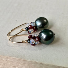 Load image into Gallery viewer, Tahitian Pearls, Ruby, Opal, 14kGF Earrings