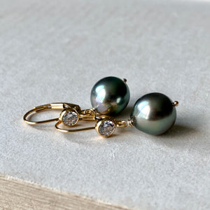 AAA Peacock Tahitian Classic 14kGF Lever back Earrings