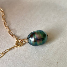 Load image into Gallery viewer, Rainbow- Peacock Oval Tahitian Pearl 14kGF Link Bracelet