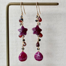 Load image into Gallery viewer, Stars AAA Ruby Garnet Spinel 14k GF Earrings