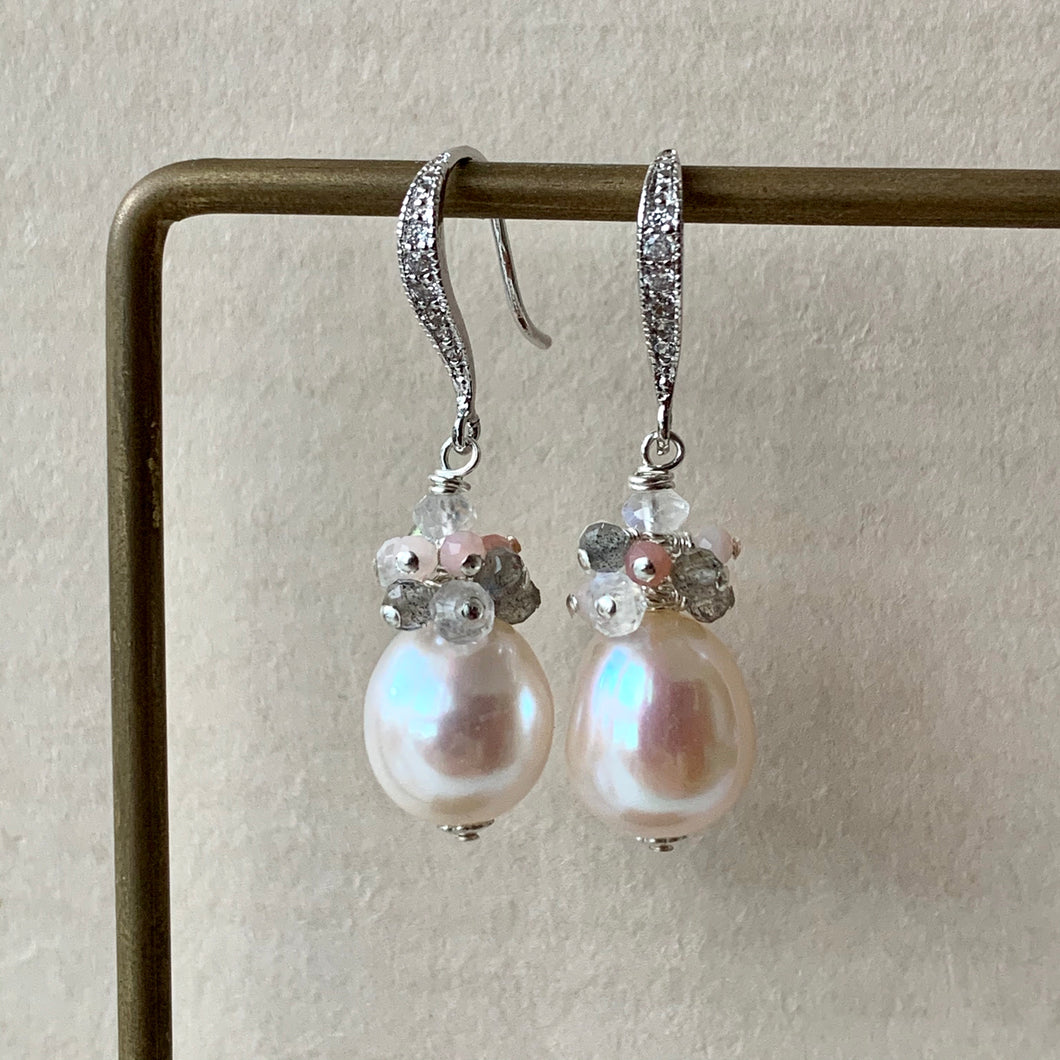 AAA Cream Pearls with Gemstones 925 Silver Pearls