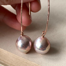 Load image into Gallery viewer, Unicorn Pink Edison Pearls (Hand Forged) 14kRose GF Earrings