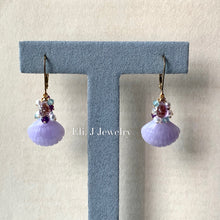 Load image into Gallery viewer, Eli. J Exclusive: Lavender Type A Jade Shells, Lilac Amethyst &amp; Gemstones 14kGF Earrings